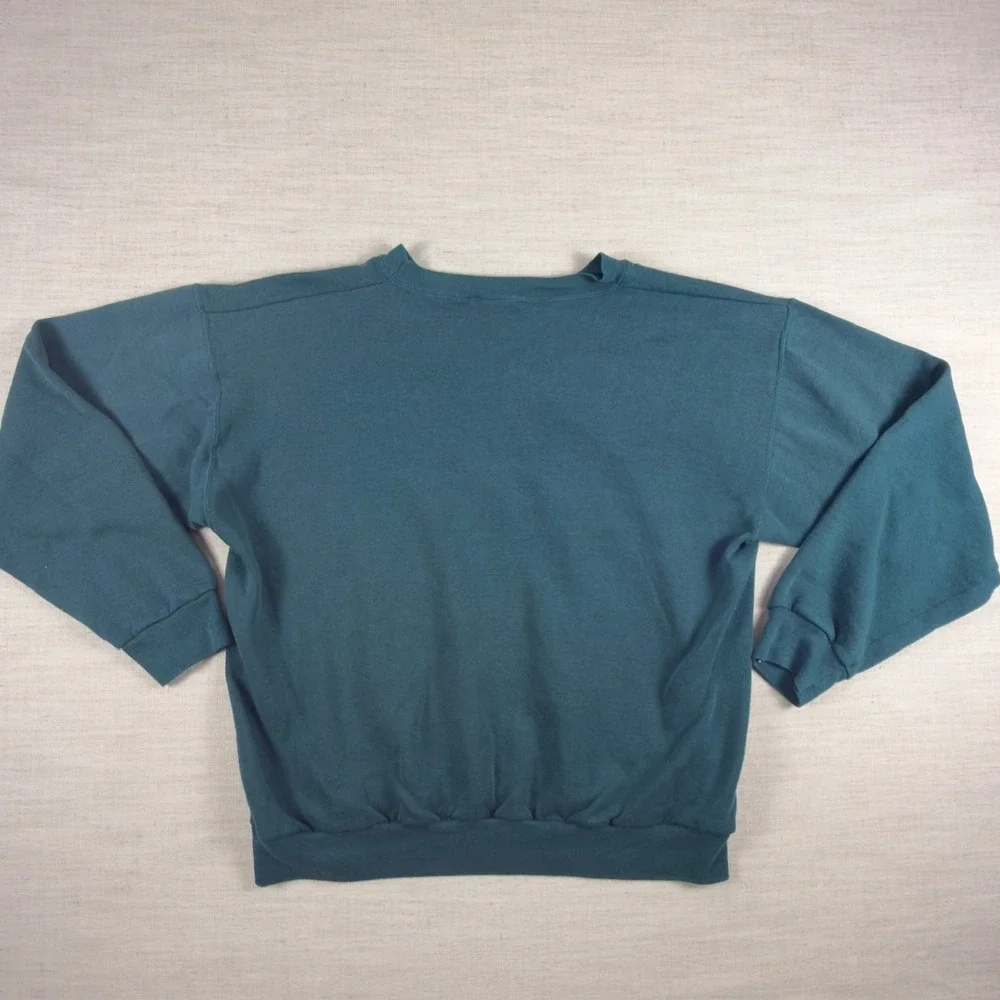 Vintage Mickey Mouse Disney Graphic Sweatshirt Teal Green Pullover Crewneck L